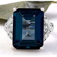 Huge Women Blue Sapphire Gemstone 925 Silver Wedding Engagement Ring Size 6-10 (6)