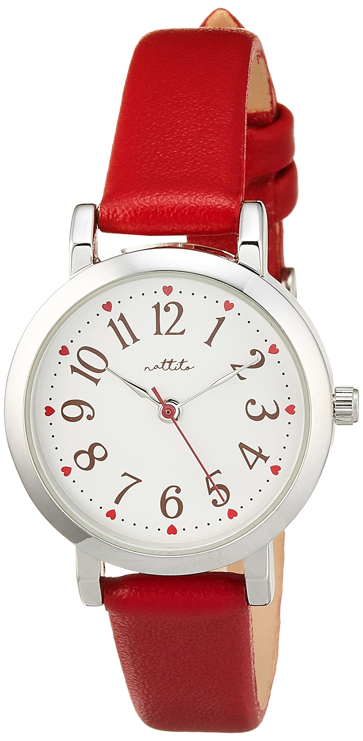 Fieldwork GY044-4 Women's Analog Wrist Watch, Silver, Leather Strap, Red, red