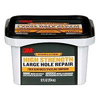 3M High Strength Fiber Reinforced Spackling Compound, 12 oz., Ideal for Large Hole Repair Cracks and Damaged Surfaces in Drywall, Plaster, Stucco, Concrete & Wood, For Easy Wall Repair (LHR-12-PC-12)