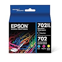 EPSON 702 DURABrite Ultra Ink High Capacity Black & Standard Color Cartridge Combo Pack (T702XL-BCS) Works with WorkForce Pro WF-3720, WF-3730, WF-3733