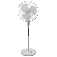 Comfort Zone Oscillating Pedestal Fan with Remote Control, Stand Fan, 18 inch, 3 Speed, Adjustable Height & Tilt, & Timer, Auto Shutoff, Ideal for Home, Bedroom & Office, Airflow 17 ft/sec, CZST181RWT
