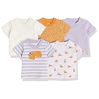 Amazon Essentials Baby Girls' Short-Sleeve Tee, Pack of 5