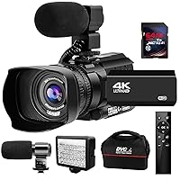 Camcorder Video Camera 4K 64MP 60FPS 18X Digital Zoom Video Camera Vlogging Camera for YouTube Video Camera for Filming with WIFI, Webcam, Microphone, Stabilizer, 64G SD Card, Remote Control