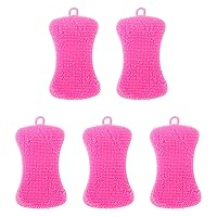 Pink 5 Pcs Silicone Cleaning Scrubber，Colored Sponges for Dishes for Cleaning Silicone Scrubber Kitchen