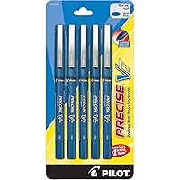 Pilot, Precise V7, Capped Liquid Ink Rolling Ball Pens, Fine Point 0.7 mm, Blue, Pack of 5