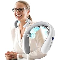 Neck Massager with Heat, Cordless & Portable Neck Lymphatic Massager for Pain & Fatigue Relief, 10 Modes 16 Levels Heated Neck Massager Perfect Gifts