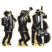 Beistle Life-Size Cardboard Great 20's Jazz Band Silhouette Stand-Ups for 1920's Prom Décor, Photo Backdrops