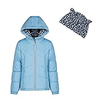 LONDON FOG Baby Girl's Toddler Quilted Puffer Winter Jacket with Fleece Hat