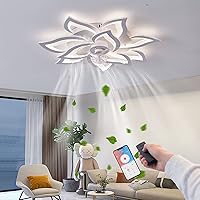 LED Ceiling Fan with Lighting, Creativity, 5 Bulbs, Quiet Dimmable Fan Light, Ceiling Light with Remote Control and App Control