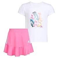adidas girls 2 Piece Ruffle Skort & T-shirt Skirt SetSkort