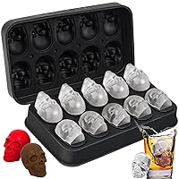 Webake Skull Ice Cube Mold, 10 Cavity Silicone Ice Mold with Lid for Whiskey Skull Ice Cube Tray for Freezer with Funnel Reusable Halloween Skull Ice Makers for Baking, Chocolate, Candy and Resin
