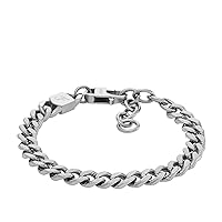 Fossil Men's Harlow Linear Texture Chain Stainless Steel Bracelet, Color: Silver (Model: JF04697040)