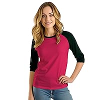 Decrum Soft Cotton Jersey 3/4 Sleeve - Black and Pink Tops for Women | [40148018] BrbPink&Black Rgln,XXS