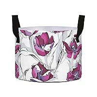 Tulip Flowers Shadow Grow Bags 5 Gallon Fabric Pots with Handles Heavy Duty Pots for Plants Aeration Container Nonwoven Plant Grow Bag for Fruits Flowers Garden Potato Tomato