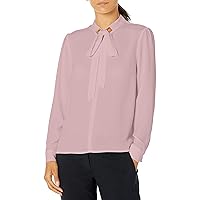 ASL Women's Tie Neck Long Sleeve Blouse with Hardware