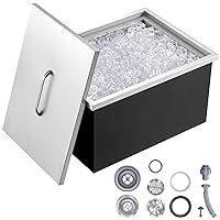 VEVOR Drop in Ice Chest, Stainless Steel Ice Cooler, Commercial Ice Bin with Hinged Cover, Outdoor Kitchen Ice Bar, for Cold Wine Beer