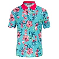 Mens Flower Polo Shirts Vintage Print Casual Tee Shirts for Summer