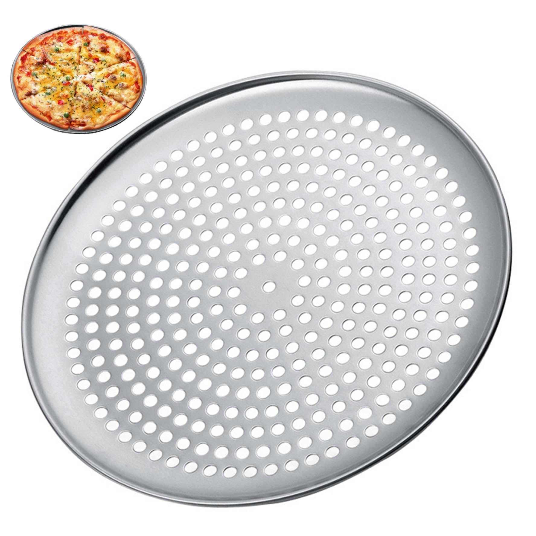 QCdeSoulBLV Pizza Pan With Holes, Round Pizza Pan 16 Inch Nonstick Steel Pizza Pan Tray with Perforated Holes for Baking Pie Pizza Crisper Server