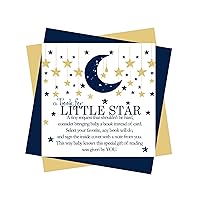 Paper Clever Party Twinkle Little Star Books for Baby Shower Request Cards, Invitation Insert Boys, Navy and Gold, 4x4, 25 Pack