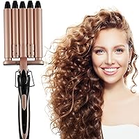 Hair Crimper Iron 0.6 Inch Hair Waver Curler, 5 Barrel Curling Iron Wand Ceramic Tourmaline Hair Styling Tool with Dual Voltage