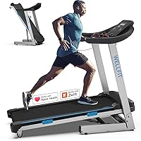 15 Incline Treadmills 350lb Weight Capacity 3.5 HP, Foldable Smart Treadmill Work with ZWIFT KINOMAP WELLFIT, 95% Assembled|Heart Rate Monitor|Music Player|Online Coaching, Upgraded Treadmill for Home