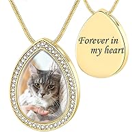 Fanery sue Pet Ashes Necklace Personalized Picture&Quote Memorial Gifts for Loss of Dog/Cat Urn Paw Print Cremation Jewelry Sympathy Keepsake for Women