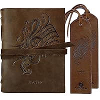 Leather Journal Musical Notes Notebook Embossed Handmade Travel Diary A5 8x6