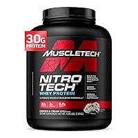 Whey Protein Powder (Cookies & Cream, 4 Pound) - Nitro-Tech Muscle Building Formula with Whey Protein Isolate & Peptides - 30g of Protein, 3g of Creatine & 6.8g of BCAA