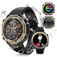Rogbid Alpha Gear Military Smart Watch (Answer/Dial), 1.44 Inch AMOLED Tactical Outdoor IP69K Waterproof Fitness Tracker Smartwatch with Heart Rate Smart Watches for Men iOS Android Mobile Phones