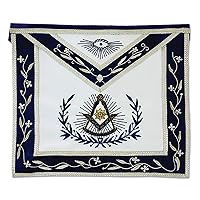 Past Master with Embroidered Border Masonic Apron - [Blue & White]
