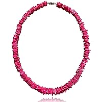18 inch Hot Pink Chips Puka Shell Necklace