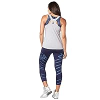 Zumba Loose Graphic Print Dance Fitness Tank Tops Activewear Workout Tops for Women, S, Grayish