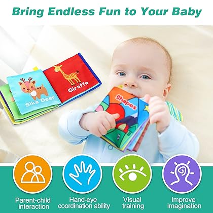 Baby Bath Books, Nontoxic Fabric Soft Baby Cloth Books, Early Education Toys, Waterproof Baby Books for Toddler, Infants Perfect Shower Toys, Kids Bath Toys Birthday Gift (Pack of 8)