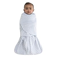 HALO Sleepsack Swaddle, 3-Way Adjustable Wearable Blanket, TOG 3.0, Velboa, Blue Plush Dots, Small, 3-6 Months