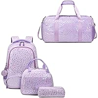 Kimwadalh Soft Plush Backpack with Lunch Bag & Pencil Case and Fluffy Duffle Bag for Girls Boys