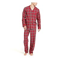 Sets Red Flannel Elastic Band Plaid Long Sleeve V Neck Button Up Straight leg Everyday Size XLT
