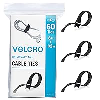VELCRO Brand Heavy Duty Cable Ties Reusable | 60Pc Bulk Pack | 8 x 1/2