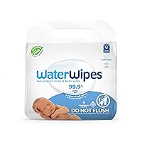 Plastic-Free Original Baby Wipes, 99.9% Water Based Wipes, Unscented & Hypoallergenic for Sensitive Skin, 300 Count (5 packs)