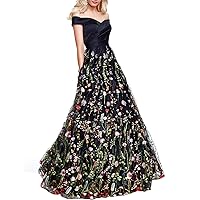 Illusion Tulle Floral Formal Evening Party Dresses for Women Lace Embroidery Maxi Dress