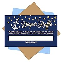 Hadley Designs 25 Baby Shower Diaper Raffle Tickets For Baby Shower Games To Play - Nautical Baby Shower Games Gender Neutral, Diaper Raffle Cards, Baby Raffle Tickets, Baby Shower Invitation Inserts