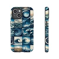 Water Ripple Custom Collage Protective Phone Case, Shockproof Cover for iPhone 15 Pro, 14, 14 Plus,13 Pro Max and More, Samsung Galaxy and Google Pixel Devices (iPhone 15 Plus (Glossy)) White