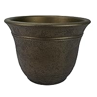 The HC Companies 7.5 Inch Sierra Round Self Watering Planter - Weather Resistant Plastic Resin Flower Garden Plant Pot Container, Celtic Bronze
