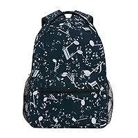 ALAZA Music Note on Blue Background Backpack for Women Men,Travel Trip Casual Daypack College Bookbag Laptop Bag Work Business Shoulder Bag Fit for 14 Inch Laptop