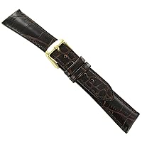 18mm DB Baby Crocodile Grain Brown Padded Stitched Watch Band Strap Long