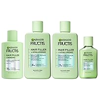 Garnier Fructis Hair Filler Bonding Pre-Shampoo Hair Treatment + Moisture Repair Shampoo, Conditioner and Serum Set with Hyaluronic Acid for Curly, Wavy Hair, 4 Items, 1 Kit