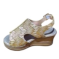 Womens Espadrille Wedge Sandals Open Toe Platform Fish Mouth Silver Ankle Strap Slingback Summer Dress Shoes Summer Close Toe