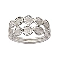 2.0 CTW Polki Diamond Wedding Band Ring Rhodium Plated 925 Sterling Silver Handmade Jewelry Gift for Women