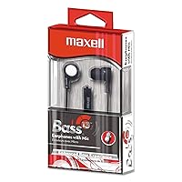 Maxell 199621 B-13 Bass Earbuds with Microphone, Black, 52-Inch Cord
