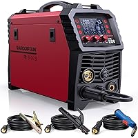 ARCCAPTAIN MIG Welder, 200Amp 6 in 1 Gas MIG/Gasless Flux Core MIG/Stick/Lift TIG/Spot welding/Spool Gun 110V/200V Aluminum Multi Process Welding Machine with LED Digital Display, Burn Back Adjustment