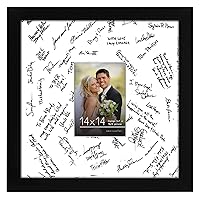 Americanflat 14x14 Black Wedding Signature Picture Frame - Use as 5x7 Picture Frame with Mat or 14x14 Frame without Mat - Wedding Picture Frame with Shatter Resistant Cover